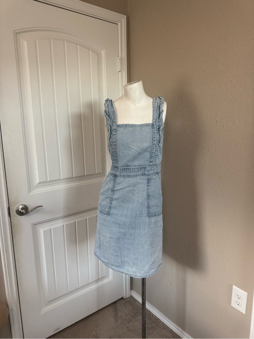 Japna Light Blue Denim Pinafore Dress with Ruffle Straps